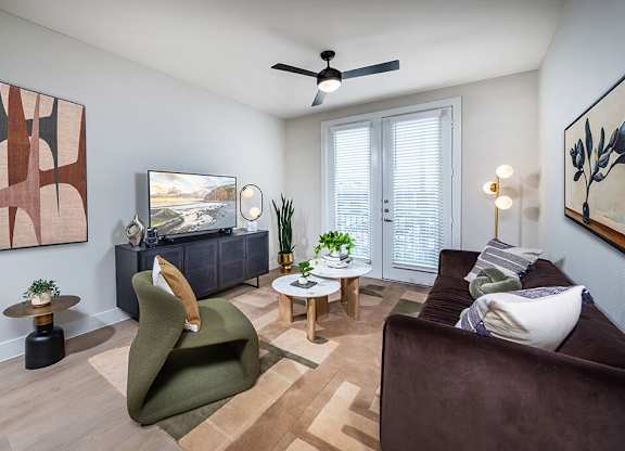 Model Gradient design package Living Room at Heights at 1520 Apartments in Houston TX