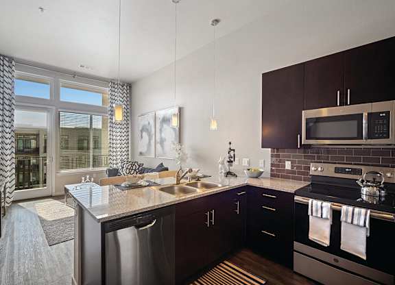 Kitchen at the Douglas Apartments in Denver