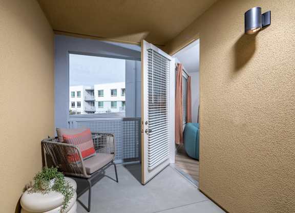 Outdoor patio at Bevel Apartments in San Diego CA