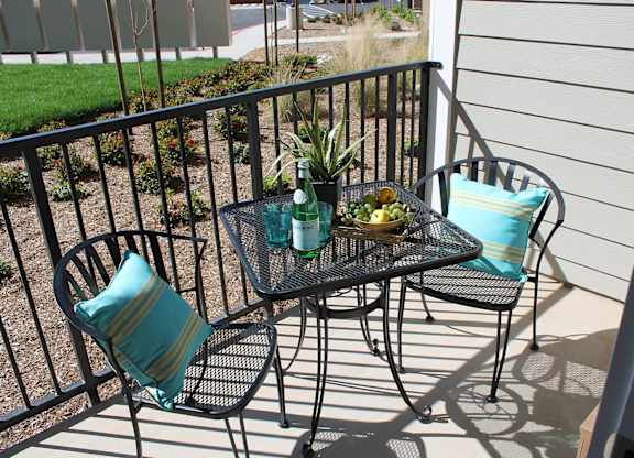 Model Patio at The Lodge at Morgan Hills Apartments in Morgan Hill CA