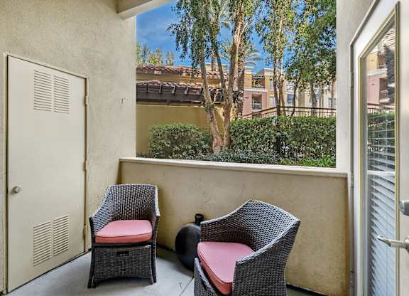 Model patio at Madison at Town Center Apartments in Santa Clarita CA