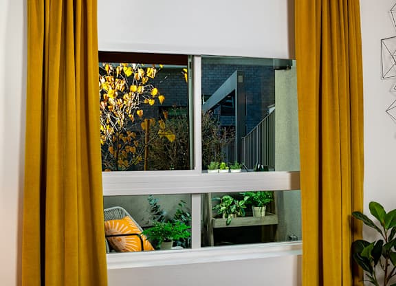 Model Pewter Bedroom Solar Shade at Chroma Apartment Homes in Canoga Park CA