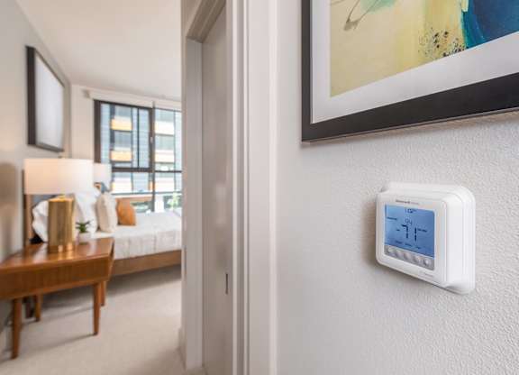Model Pewter Design Package Thermostat at North at Totem Lake Apartments in Kirkland WA