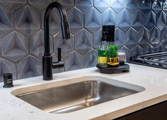 Model Pewter Kitchen Sink at Chroma Apartment Homes in Canoga Park CA