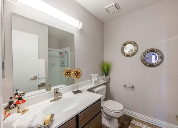 Bathroom with shower at Kaleidocope Apartment Homes in Las Vegas NV