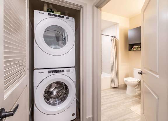 In unit stacked washer and dryer at Avel Apartment Homes in Orange CA