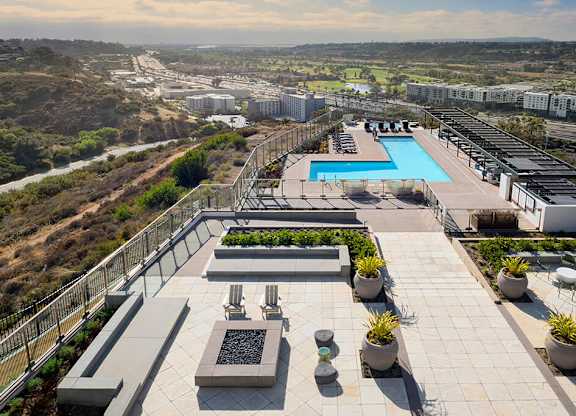Outdoor lounge at Chromatic Flats Apartments in San Diego CA