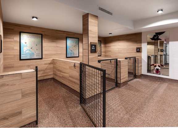 Pet kennels at Bevel Apartments in San Diego CA