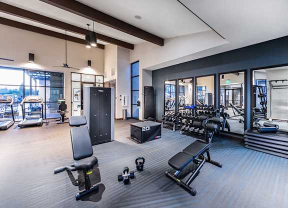Fitness Center Weights at The Braydon Apartments in Napa CA