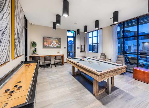 Social lounge game room at The Braydon Apartments in Napa CA