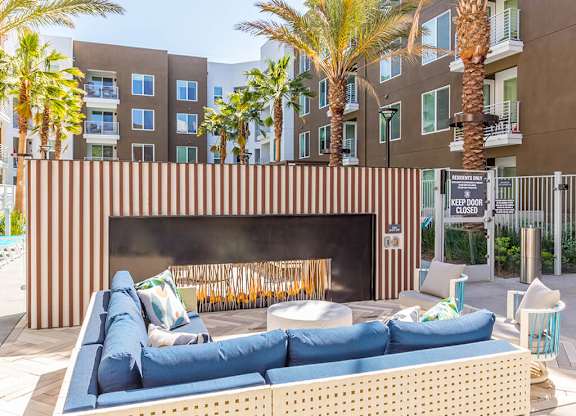 Pool Fire Feature Seating at Embark Apartments in Fremont CA