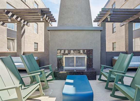 Pool Fireplace Close Up at Haven at Del Mar Station Apartments in Pasadena CA