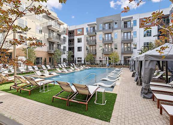 Outdoor pool at The Sevens in Dallas TX