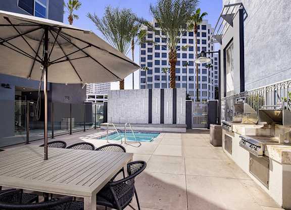 Pool grilling area at Main and Jamboree Apartments in Irvine CA