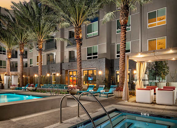 Pool Luminescence Spa Twilight at Chroma Apartment Homes in Canoga Park CA