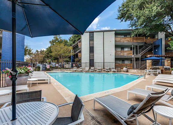 Pool area at Mission James Place Apartments in Austin TX