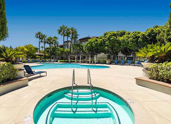 Outdoor pool at Landara Apartments in Ontario CA