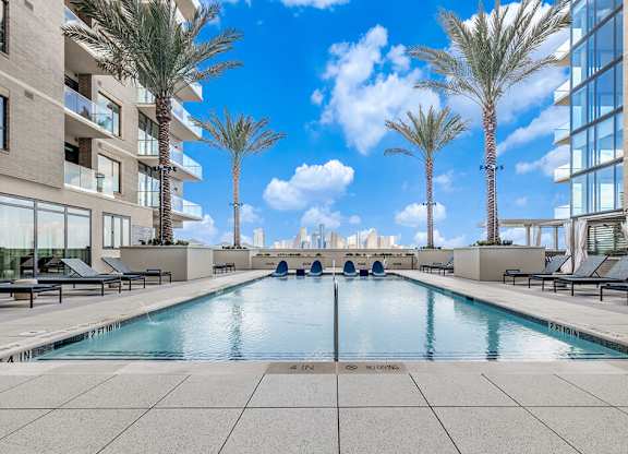 Pool view at 1010 Waugh Apartments in Houston TX