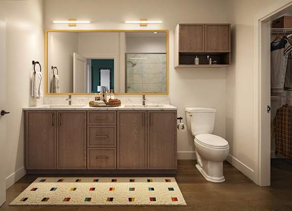 Bathroom in Brass design package at Merrick on Midway Apartments in Farmers Branch TX