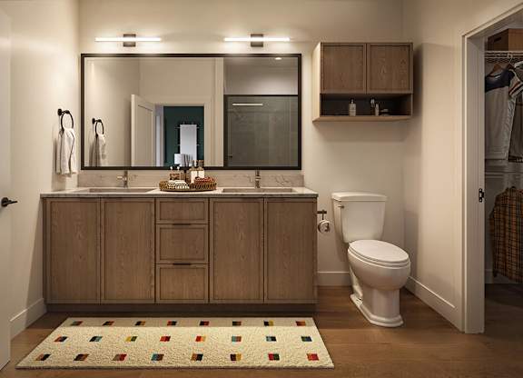 Bathroom in Slate design at Merrick on Midway Apartments in Farmers Branch TX