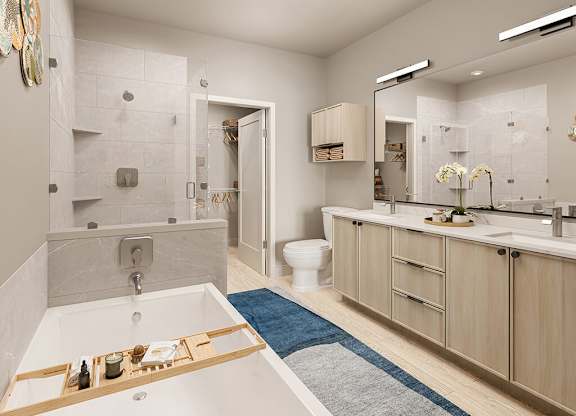 Bathroom tub at Hawkley Apartments in Milford MA