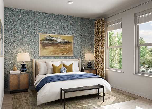Bedroom in Gold Mist design at The Penstone Apartments and Townhomes in South Walpole MA