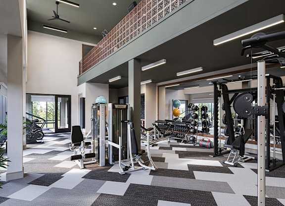 Fitness center at The Penstone Apartments and Townhomes in South Walpole MA