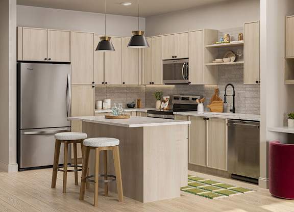 Kitchen in Black Talon design at Hawkley Apartments in Milford MA