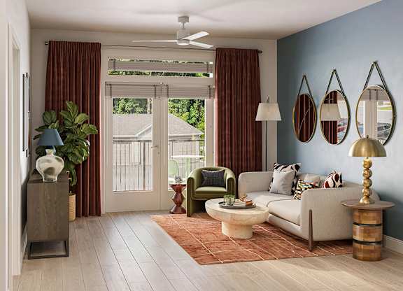 Living room at Hawkley Apartments in Milford MA