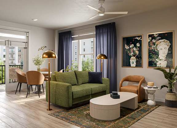 Living Room at The Penstone Apartments and Townhomes in South Walpole MA