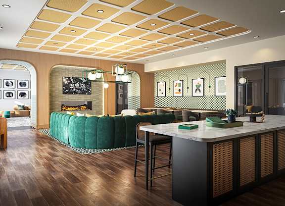 Social lounge at Merrick on Midway Apartments in Farmers Branch TX