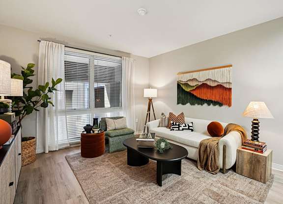 Renovated Model Living Room at Haven at Del Mar Station Apartments in Pasadena CA