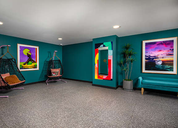 Rooftop Euphoria Lobby at Chroma Apartment Homes in Canoga Park CA
