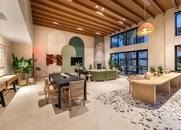 Social Lounge at Dusk at Bowen Apartments in San Diego CA