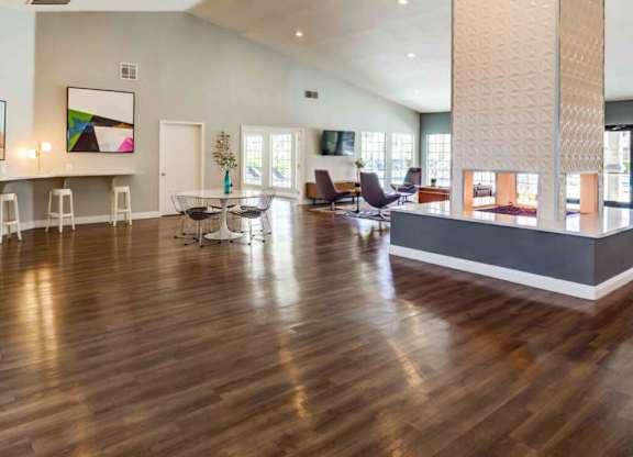 Social lounge fireplace at Kaleidocope Apartment Homes in Las Vegas NV