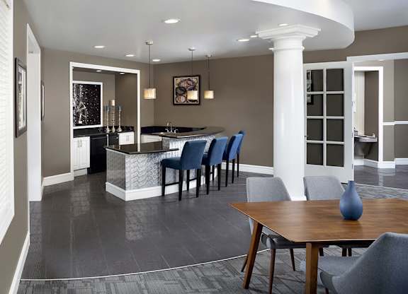 Social lounge kitchen at Landara Apartments in Ontario CA