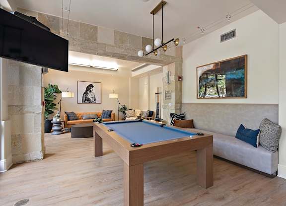 Social Lounge Pool Table at Madison at Town Center Apartments in Santa Clarita CA