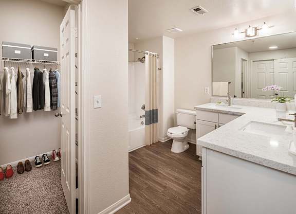 Primary bathroom at Sierra at Otay Ranch Apartments in Chula Vista CA