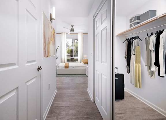 Apartment hallway at Landara Apartments in Ontario CA