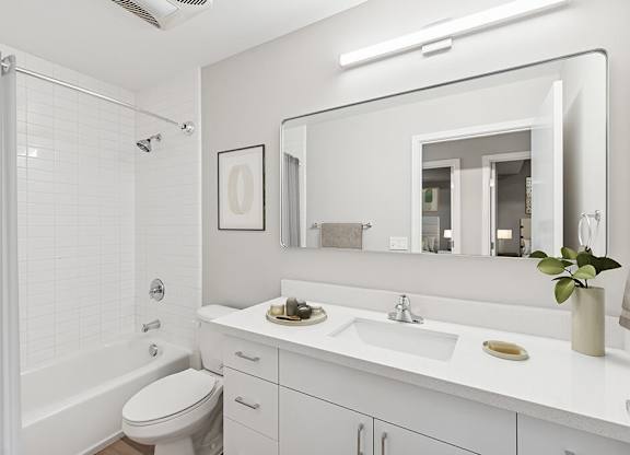 Renovated bathroom at Riverpark Apartments in Redmond WA