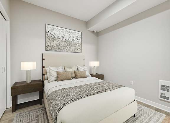 Renovated bedroom at Riverpark Apartments in Redmond WA