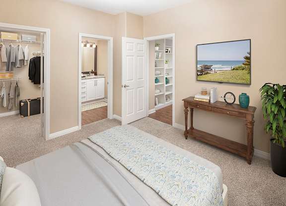 Townhome bedroom at Cresterra Apartments in San Marcos CA