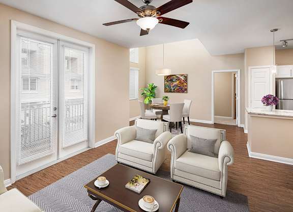 Living room at Cresterra Apartments in San Marcos CA