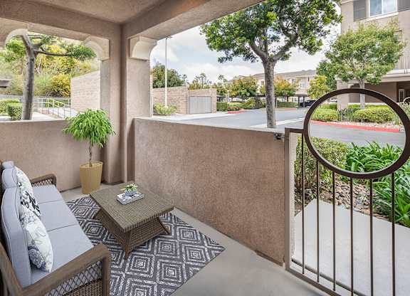 Townhome patio at Cresterra Apartments in San Marcos CA
