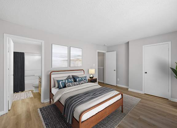 Bedroom with closet at Greens of Pine Glen in Durham NC