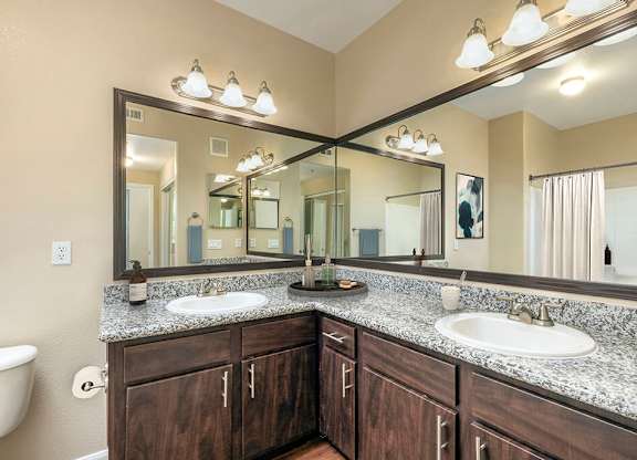 Traditional finish bathroom at Campana Crown Valley Apartments in Mission Viejo CA