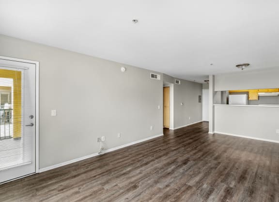 Vacant Apartment Living Room and Kitchen at Harvard Yard Apartments