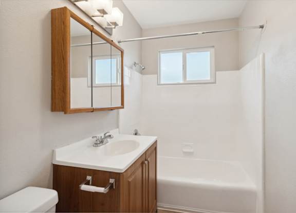 Bathroom with shower at Park Crest Apartments in San Diego CA