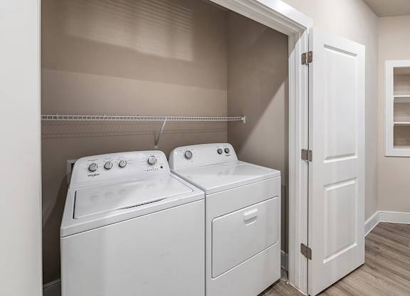 Vacant Bourbon Design Package Washer Dryer at Luca Apartments in Austin TX