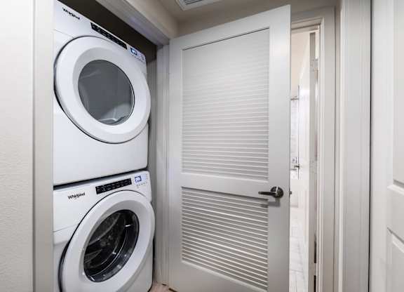Stacked washer and dryer at Bevel Apartments in San Diego CA